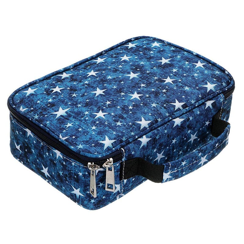 BTSKY Zipper Pens Pencil Case with Pattern-Multi-functional Stationery Pencil Pouch 36 Large Stretchy Slots for 72 Colored Pencils(Star Blue) - Image 1